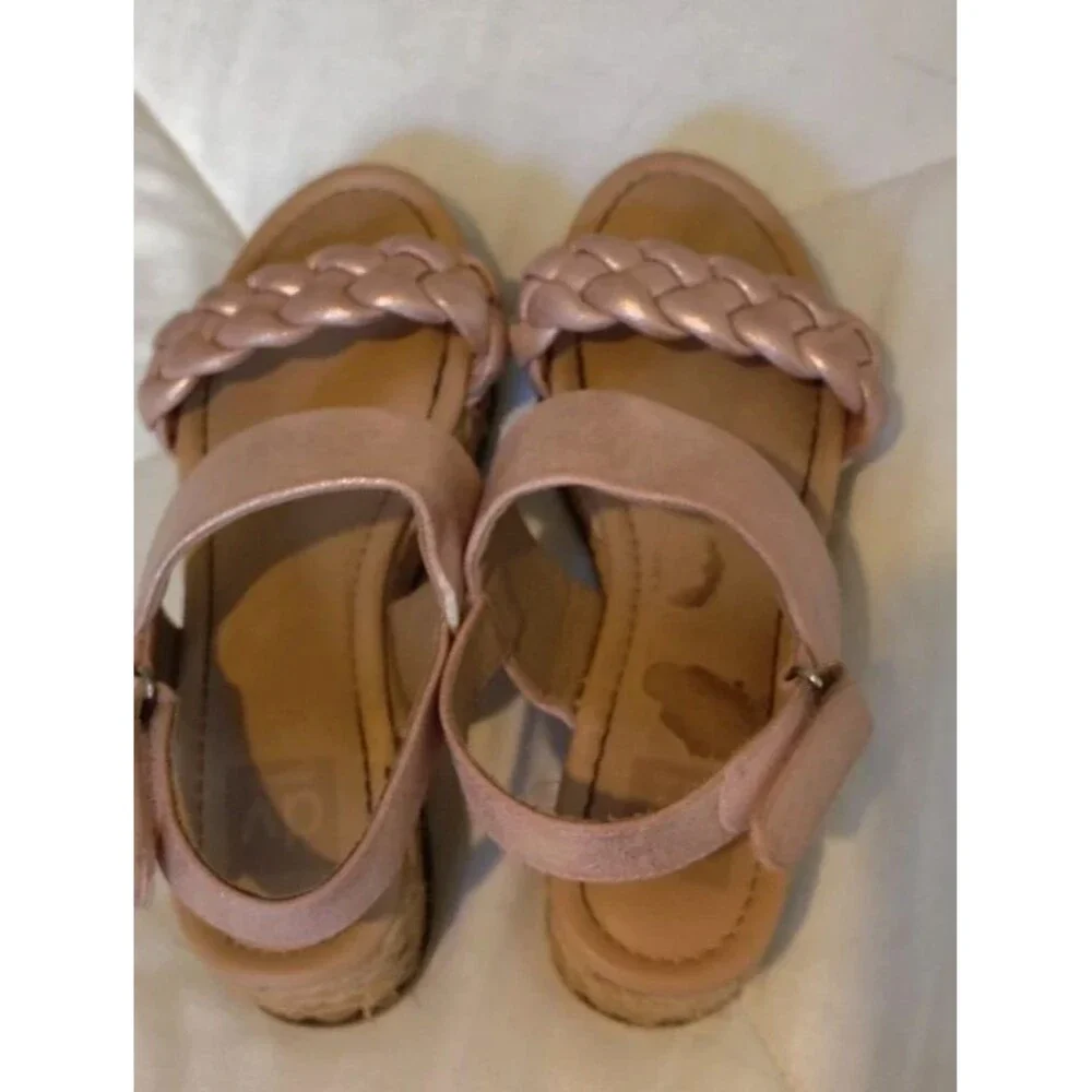 Dolce Vita Girls Venti Rose Gold Metallic Braided Platform Wedge Sandals Size 3